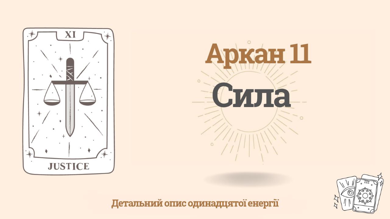 Одинадцятий аркан у Матриці долі: Сила: 11 енергія 1 Одинадцятий аркан у Матриці долі