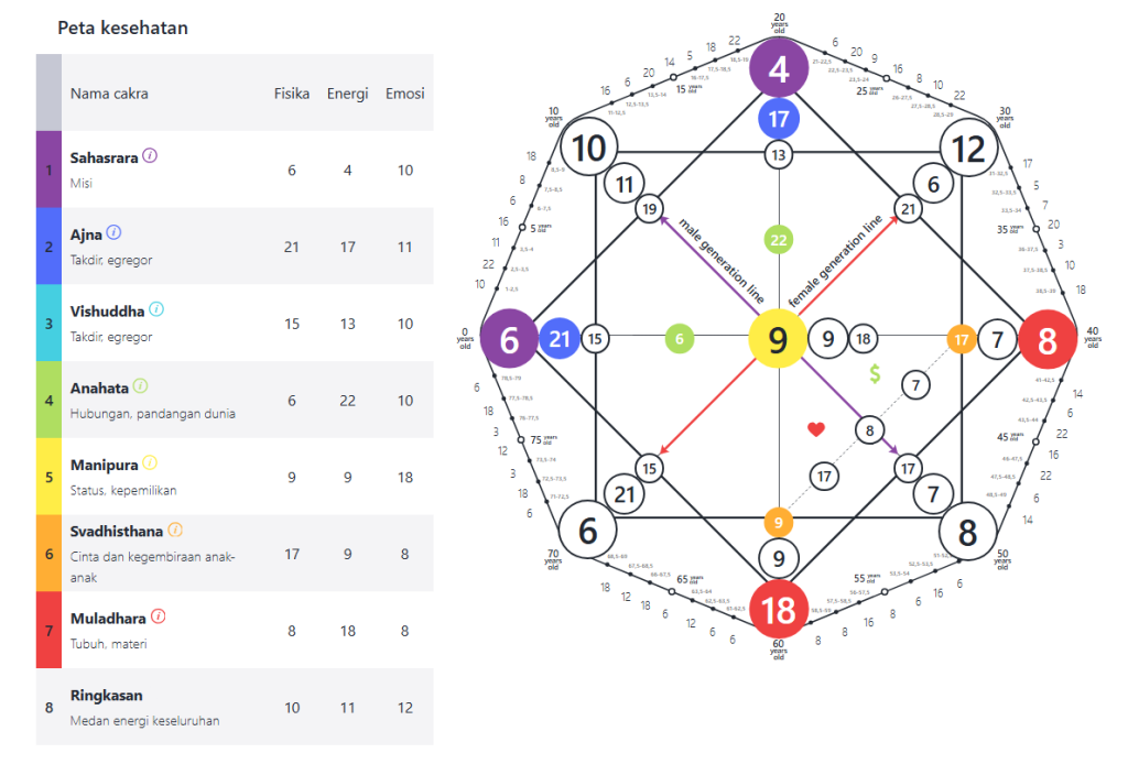 Chakra dalam Matriks Takdir: 7 pusat energi — makna, lokasi, fungsi, dan cara menghitung peta kesehatan 2 indon 1